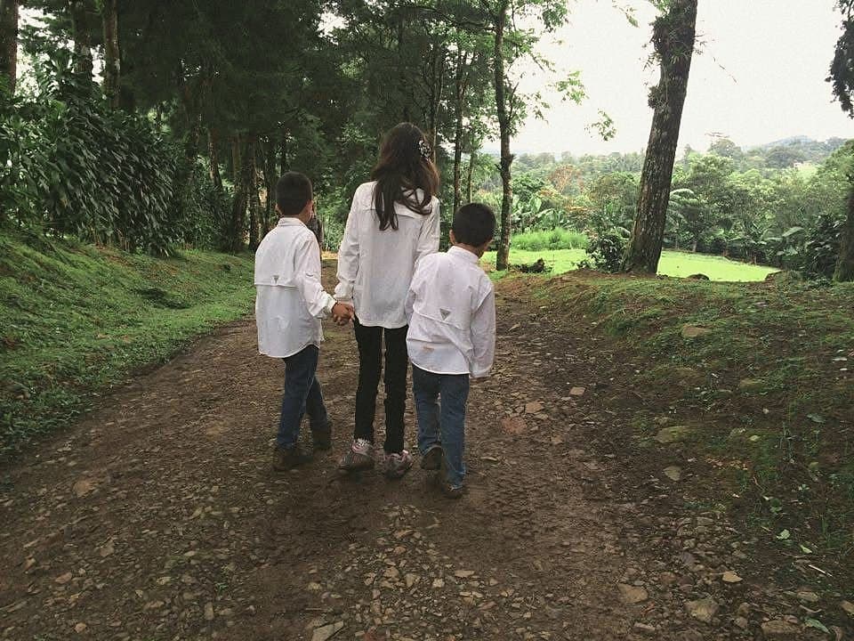 The three of us as children, walking up a road on a coffee farm in Matagalpa, Nicaragua